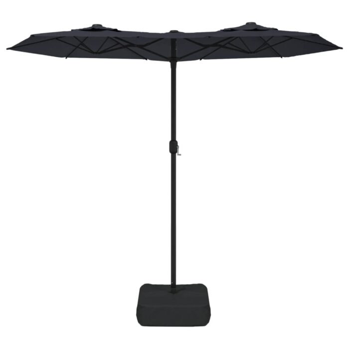 Parasol de jardin à double tête avec LED noir 316x240 cm – Image 2