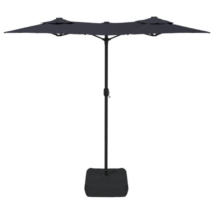 Parasol de jardin à double tête avec LED noir 316x240 cm – Image 3