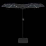 Parasol de jardin à double tête avec LED noir 316x240 cm – Image 4