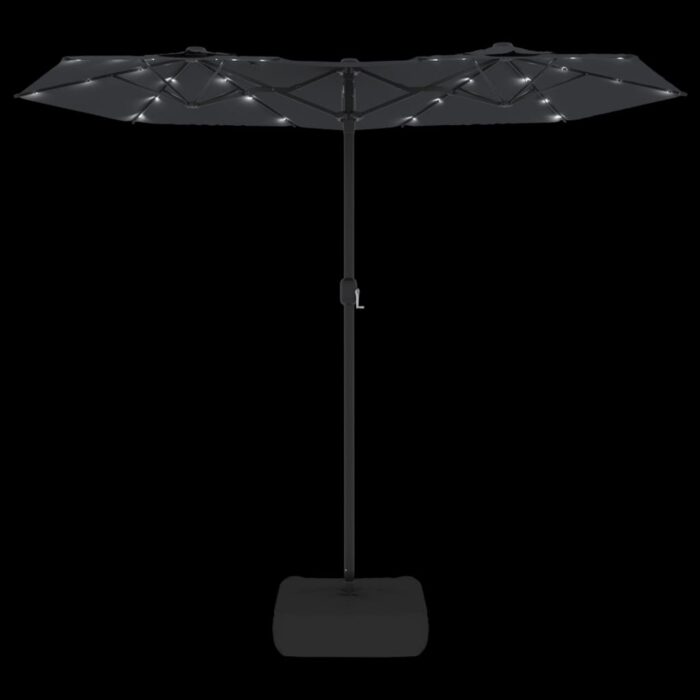 Parasol de jardin à double tête avec LED noir 316x240 cm – Image 4