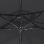 Parasol de jardin à double tête avec LED noir 316x240 cm – Image 6