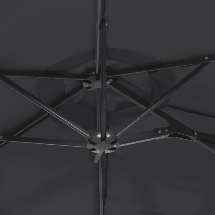 Parasol de jardin à double tête avec LED noir 316x240 cm – Image 6