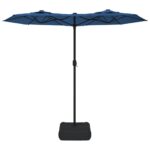 Parasol de jardin à double tête avec LED bleu azuré 316x240 cm – Image 2