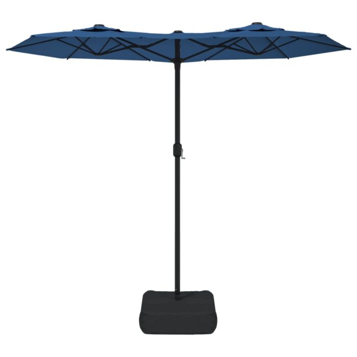 Parasol de jardin à double tête avec LED bleu azuré 316x240 cm – Image 2