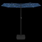 Parasol de jardin à double tête avec LED bleu azuré 316x240 cm – Image 4