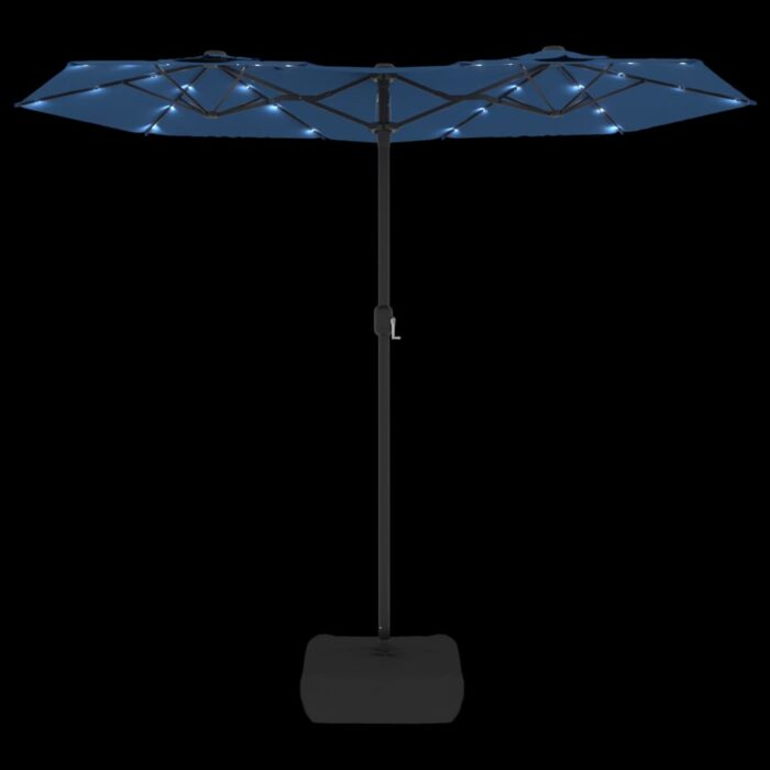 Parasol de jardin à double tête avec LED bleu azuré 316x240 cm – Image 4