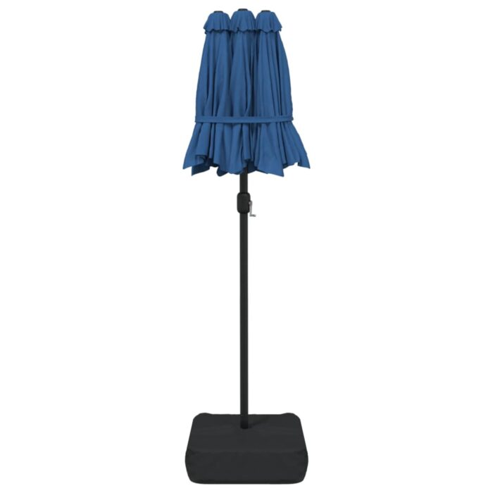 Parasol de jardin à double tête avec LED bleu azuré 316x240 cm – Image 5