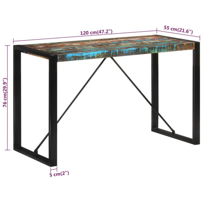 Table à manger 120x55x76 cm bois massif de récupération – Image 5