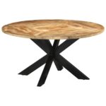 Table à dîner Ø150x76 cm bois de manguier massif brut – Image 10