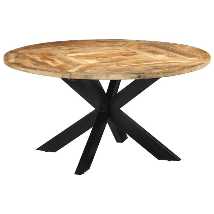 Table à dîner Ø150x76 cm bois de manguier massif brut – Image 10