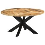 Table à dîner Ø150x76 cm bois de manguier massif brut – Image 11