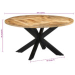 Table à dîner Ø150x76 cm bois de manguier massif brut – Image 7