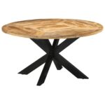 Table à dîner Ø150x76 cm bois de manguier massif brut – Image 9