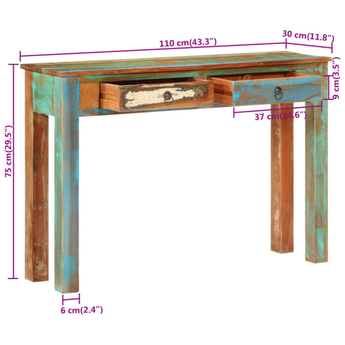 Table console 110x30x75 cm bois massif de récupération – Image 8
