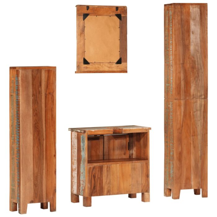 Ensemble de meubles de salle de bain 4 pcs bois massif récupéré – Image 3