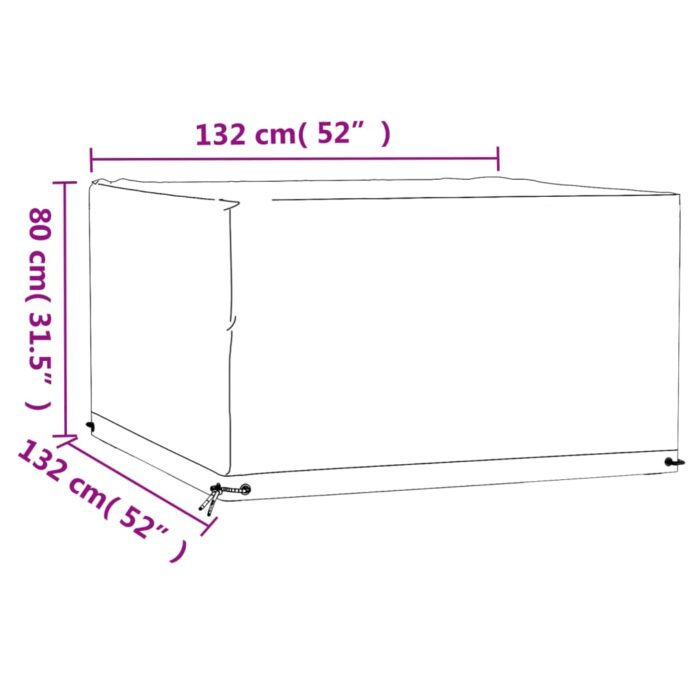 Housse de salon de jardin 8 œillets 132x132x80 cm carré – Image 7