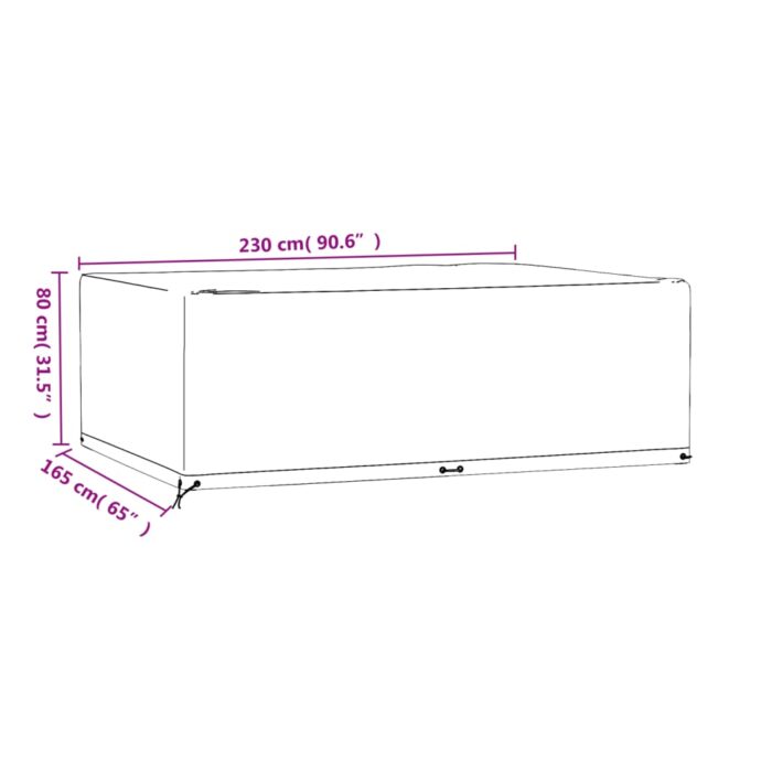 Housse de salon de jardin 12 œillets 230x165x80cm rectangulaire – Image 8