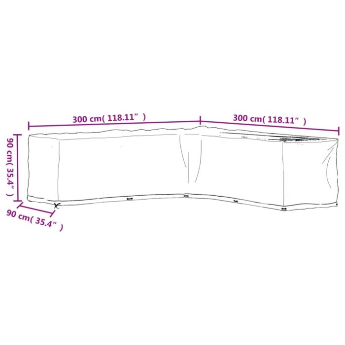 Housse de salon de jardin en forme de L 20 œillets 300x300x90cm – Image 9