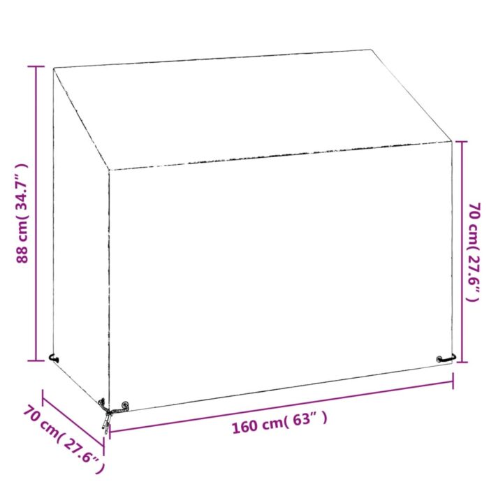 Housse de banc de jardin 8 œillets 160x70x70/88 cm polyéthylène – Image 7