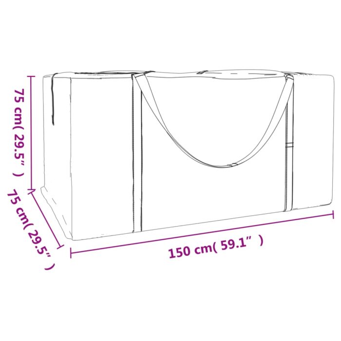 Sac de rangement pour coussins de jardin noir 150x75x75 cm PE – Image 7