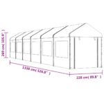 Belvédère avec toit blanc 13,38x2,28x2,69 m polyéthylène – Image 6