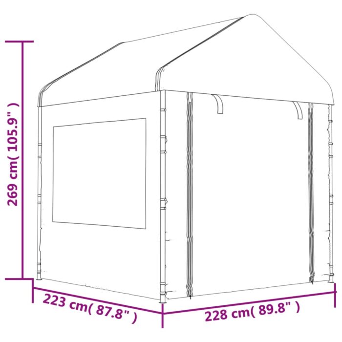 Belvédère avec toit blanc 20,07x2,28x2,69 m polyéthylène – Image 7