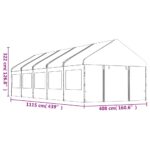 Belvédère avec toit blanc 11,15x4,08x3,22 m polyéthylène – Image 6
