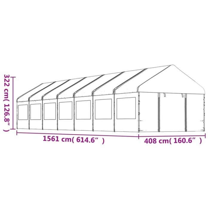 Belvédère avec toit blanc 15,61x4,08x3,22 m polyéthylène – Image 6