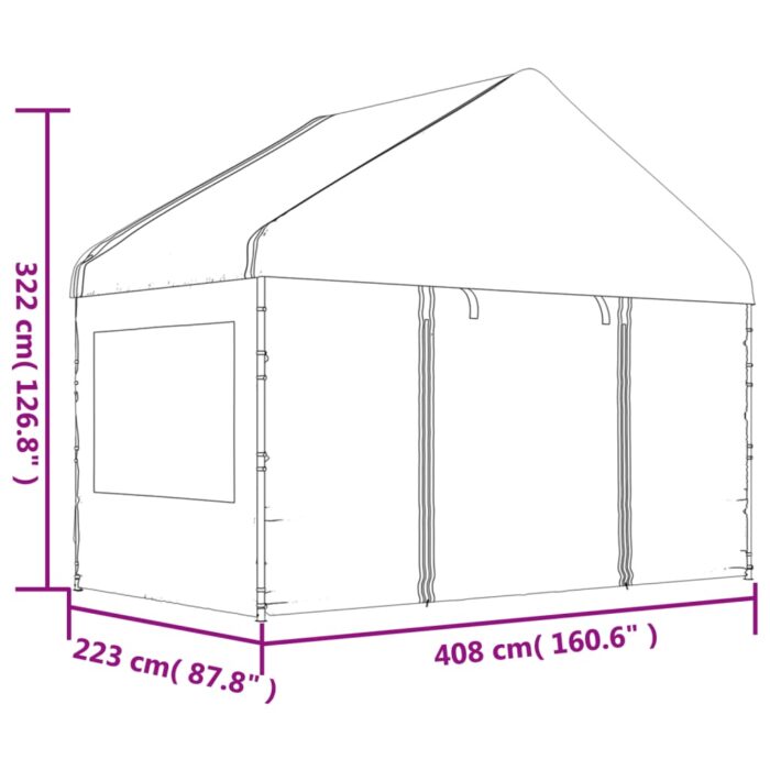 Belvédère avec toit blanc 15,61x4,08x3,22 m polyéthylène – Image 7