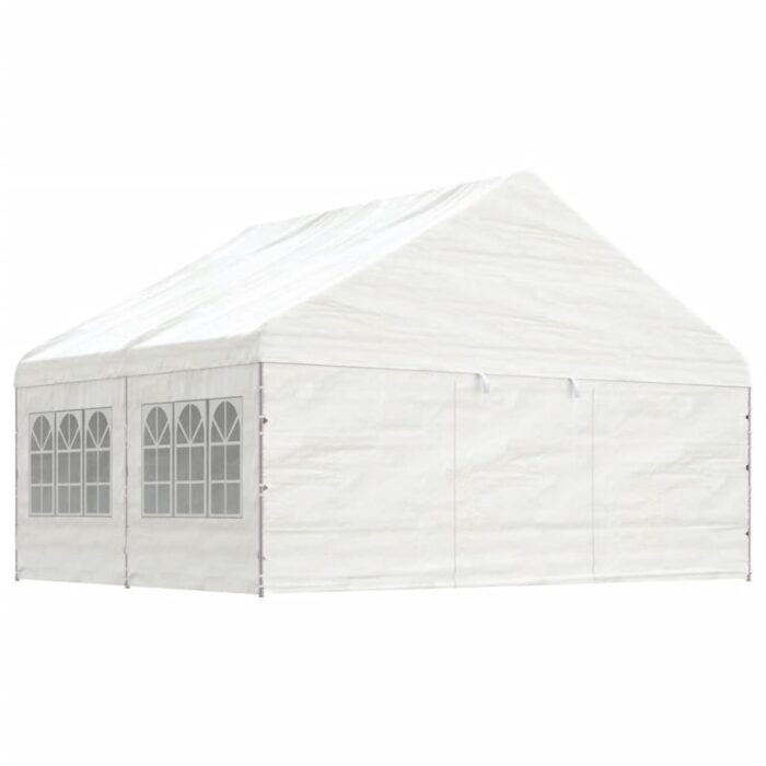 Belvédère avec toit blanc 4,46x5,88x3,75 m polyéthylène – Image 1
