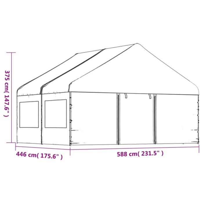 Belvédère avec toit blanc 4,46x5,88x3,75 m polyéthylène – Image 7