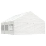 Belvédère avec toit blanc 6,69x5,88x3,75 m polyéthylène