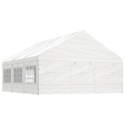 Belvédère avec toit blanc 6,69x5,88x3,75 m polyéthylène