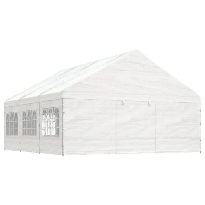 Belvédère avec toit blanc 6,69x5,88x3,75 m polyéthylène – Image 1