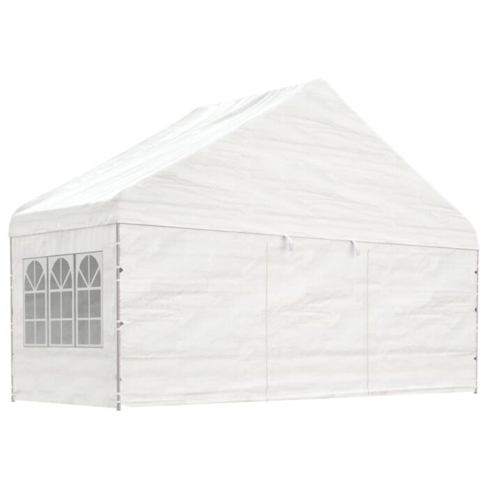 Belvédère avec toit blanc 6,69x5,88x3,75 m polyéthylène – Image 2