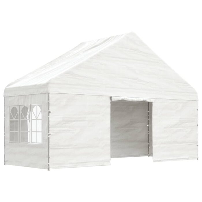 Belvédère avec toit blanc 6,69x5,88x3,75 m polyéthylène – Image 3