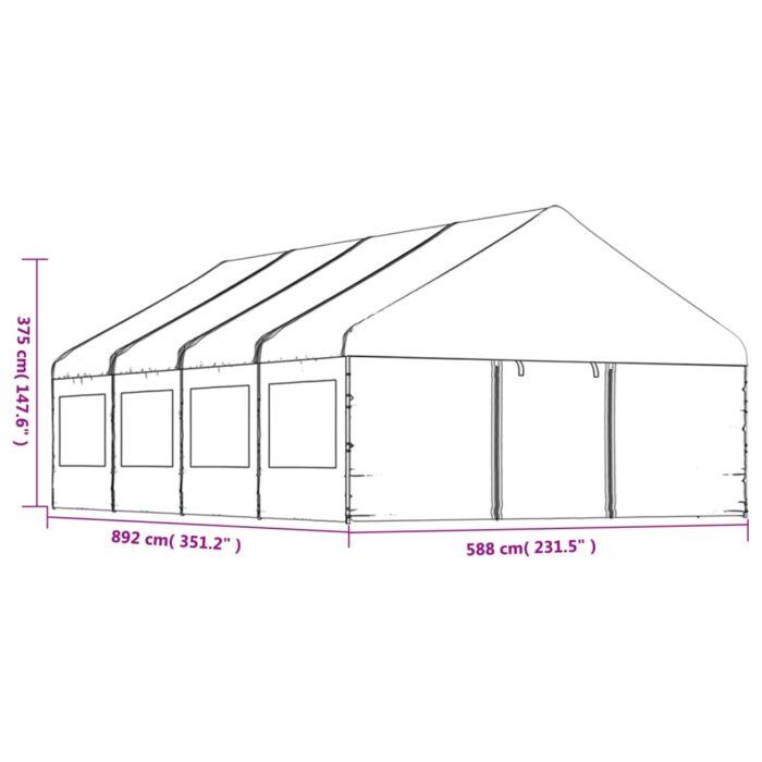 Belvédère avec toit blanc 8,92x5,88x3,75 m polyéthylène – Image 7