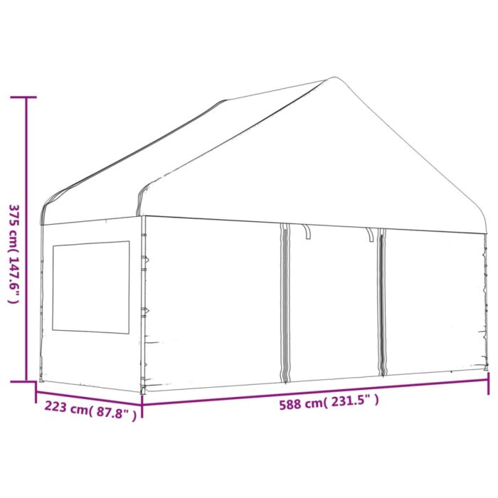 Belvédère avec toit blanc 8,92x5,88x3,75 m polyéthylène – Image 8