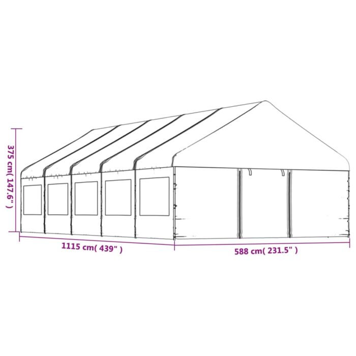 Belvédère avec toit blanc 11,15x5,88x3,75 m polyéthylène – Image 7