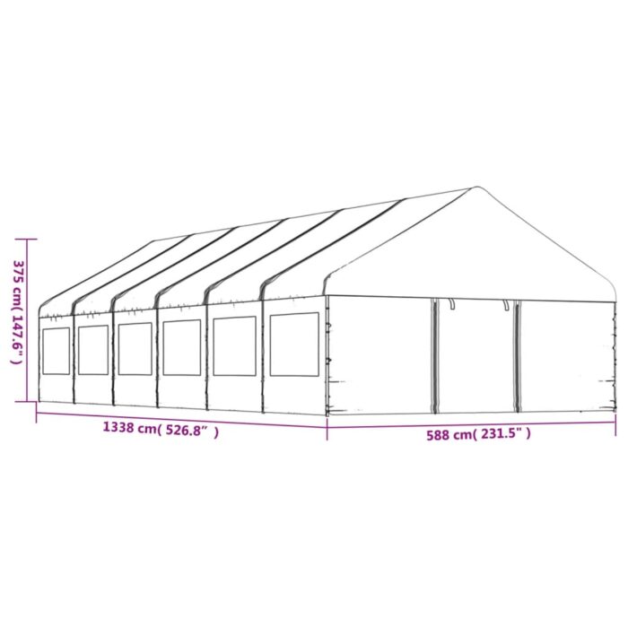 Belvédère avec toit blanc 13,38x5,88x3,75 m polyéthylène – Image 7