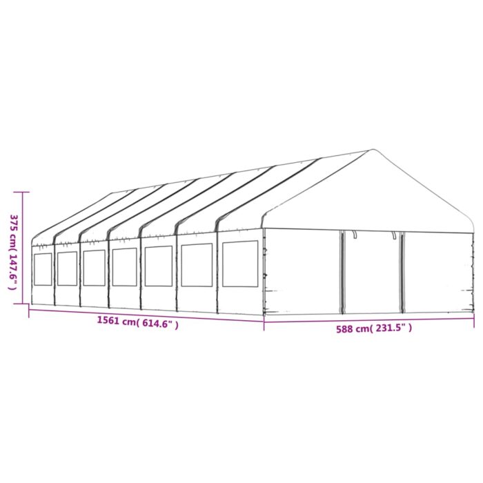 Belvédère avec toit blanc 15,61x5,88x3,75 m polyéthylène – Image 7