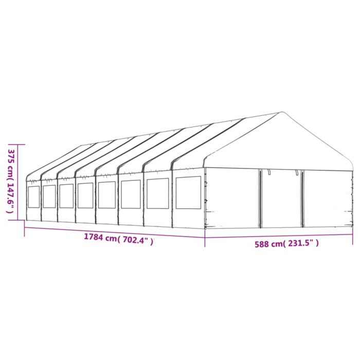 Belvédère avec toit blanc 17,84x5,88x3,75 m polyéthylène – Image 7