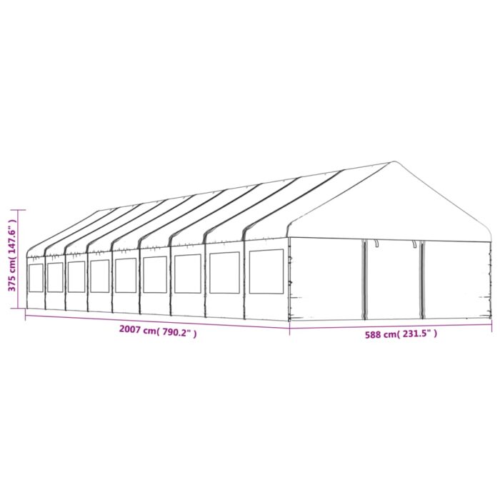 Belvédère avec toit blanc 20,07x5,88x3,75 m polyéthylène – Image 7