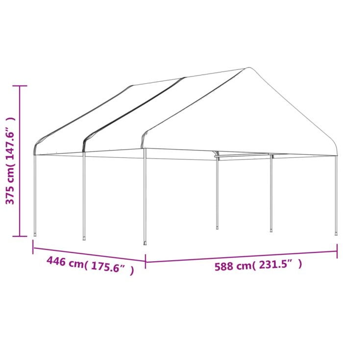 Belvédère avec toit blanc 4,46x5,88x3,75 m polyéthylène – Image 4