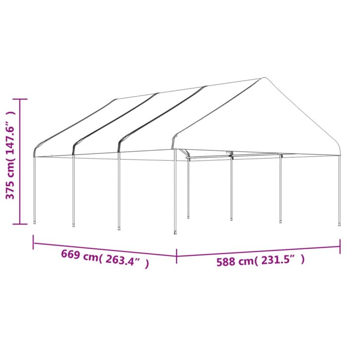 Belvédère avec toit blanc 6,69x5,88x3,75 m polyéthylène – Image 4
