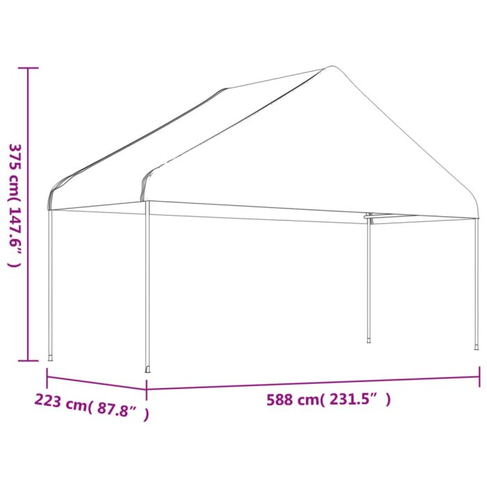 Belvédère avec toit blanc 6,69x5,88x3,75 m polyéthylène – Image 5