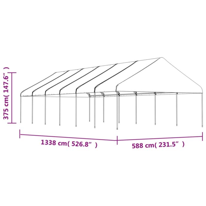 Belvédère avec toit blanc 13,38x5,88x3,75 m polyéthylène – Image 4