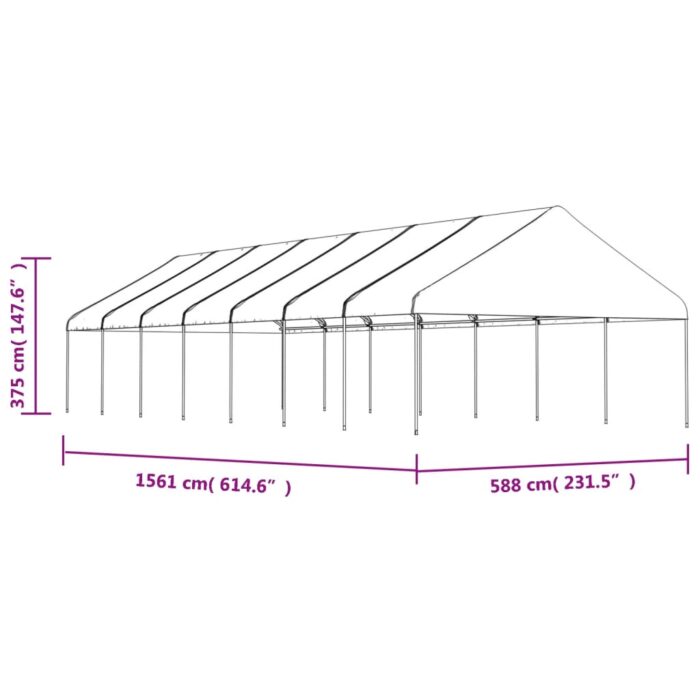Belvédère avec toit blanc 15,61x5,88x3,75 m polyéthylène – Image 4