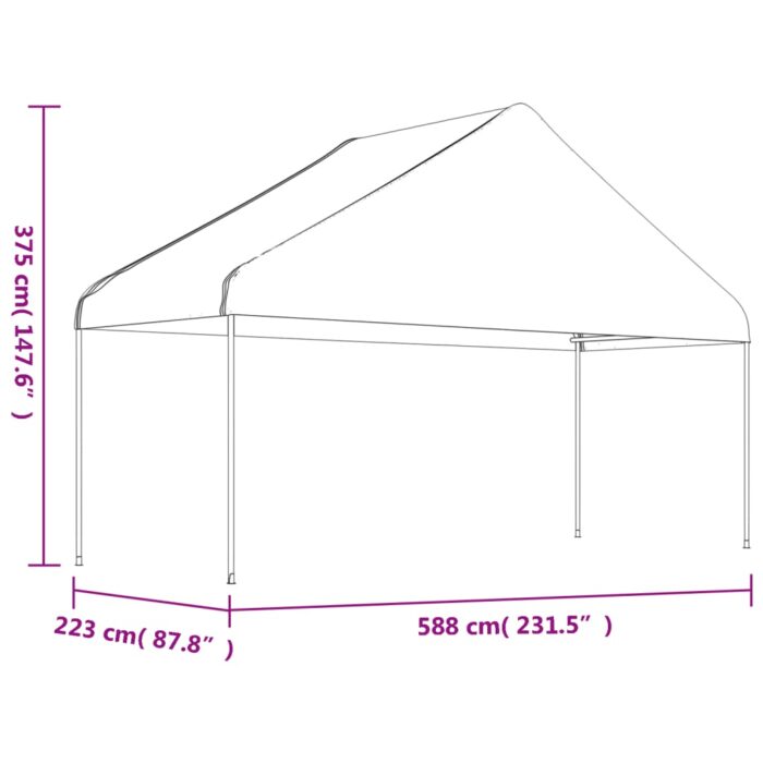 Belvédère avec toit blanc 15,61x5,88x3,75 m polyéthylène – Image 5