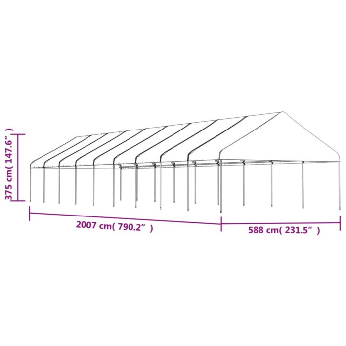 Belvédère avec toit blanc 20,07x5,88x3,75 m polyéthylène – Image 4